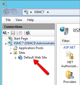 Default Web Site Under IISMC7